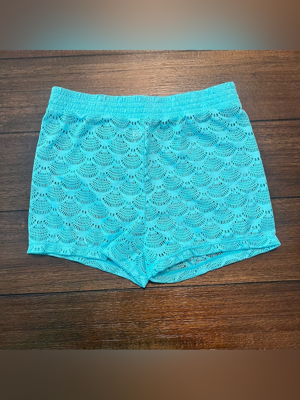 Cat & Jack Crochet Swim Cover Shorts - Turquoise Blue